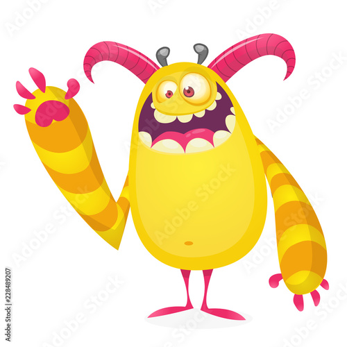 Cartoon yellow monster. Vector illustration