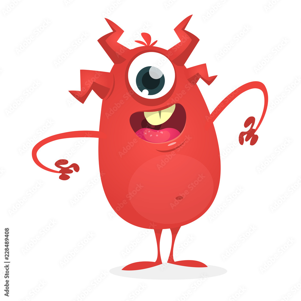 Cool cartoon alien. Red colorful alien monster for Halloween. Vector  illustration Stock Vector | Adobe Stock
