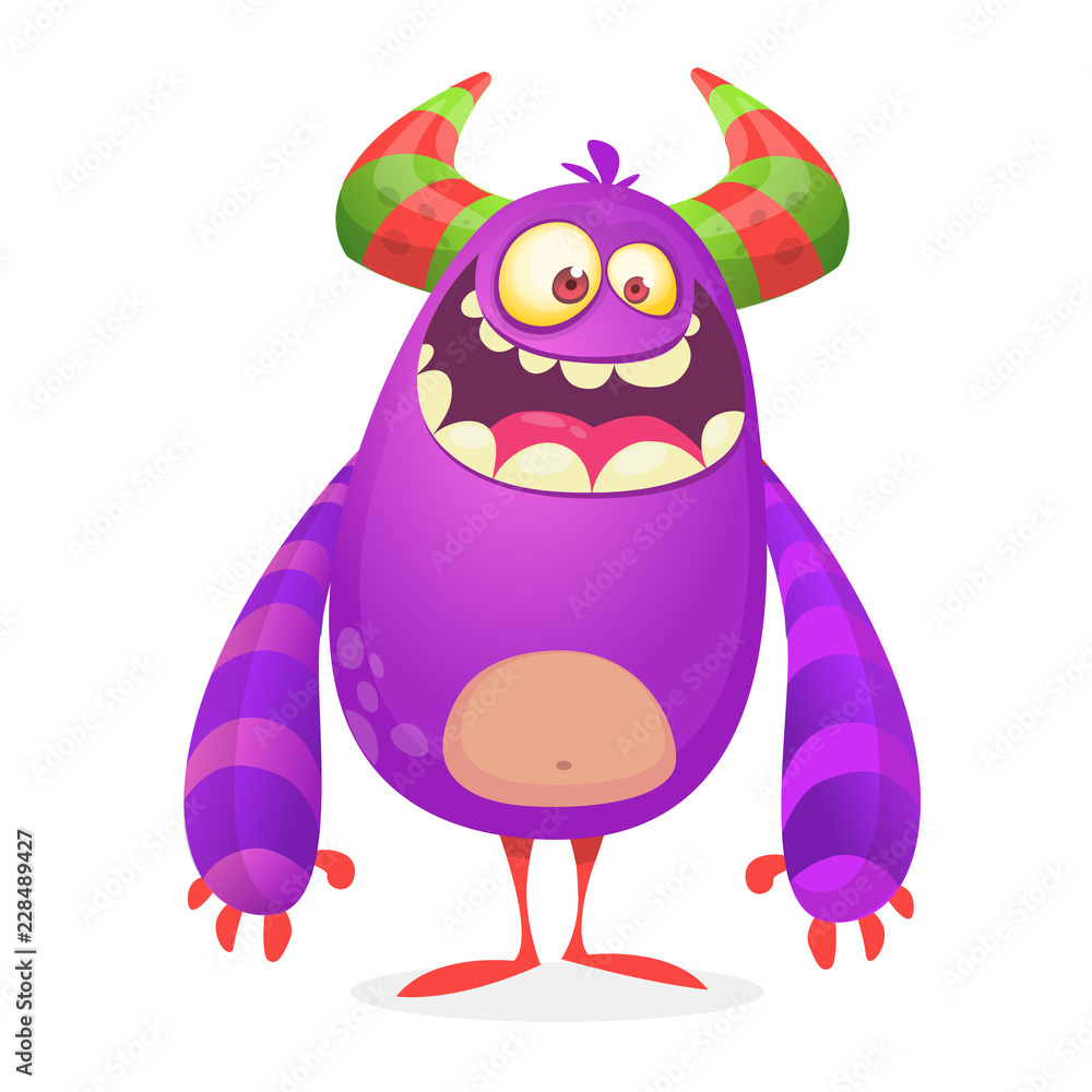 Vector cartoon of fat and fluffy Halloween monster.Isolated Vector cartoon of fat and fluffy Halloween monster.Isolated