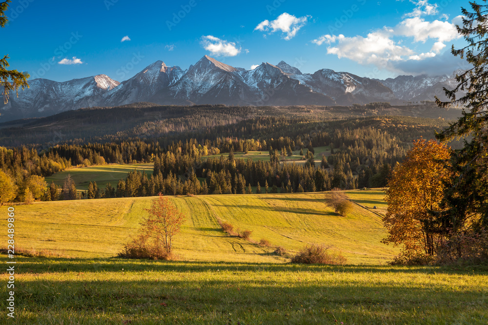 Tatra Mountains close up from Poland Slovakia border side