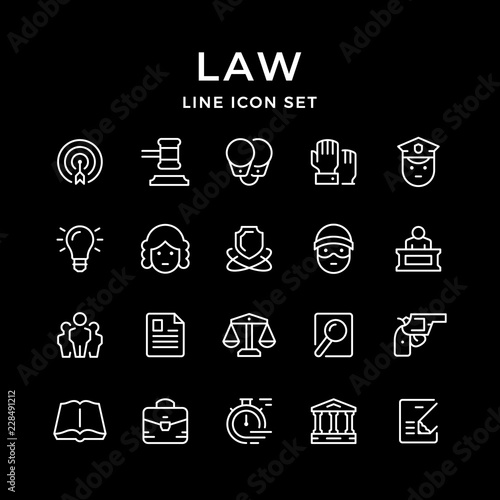 Set line icons of law