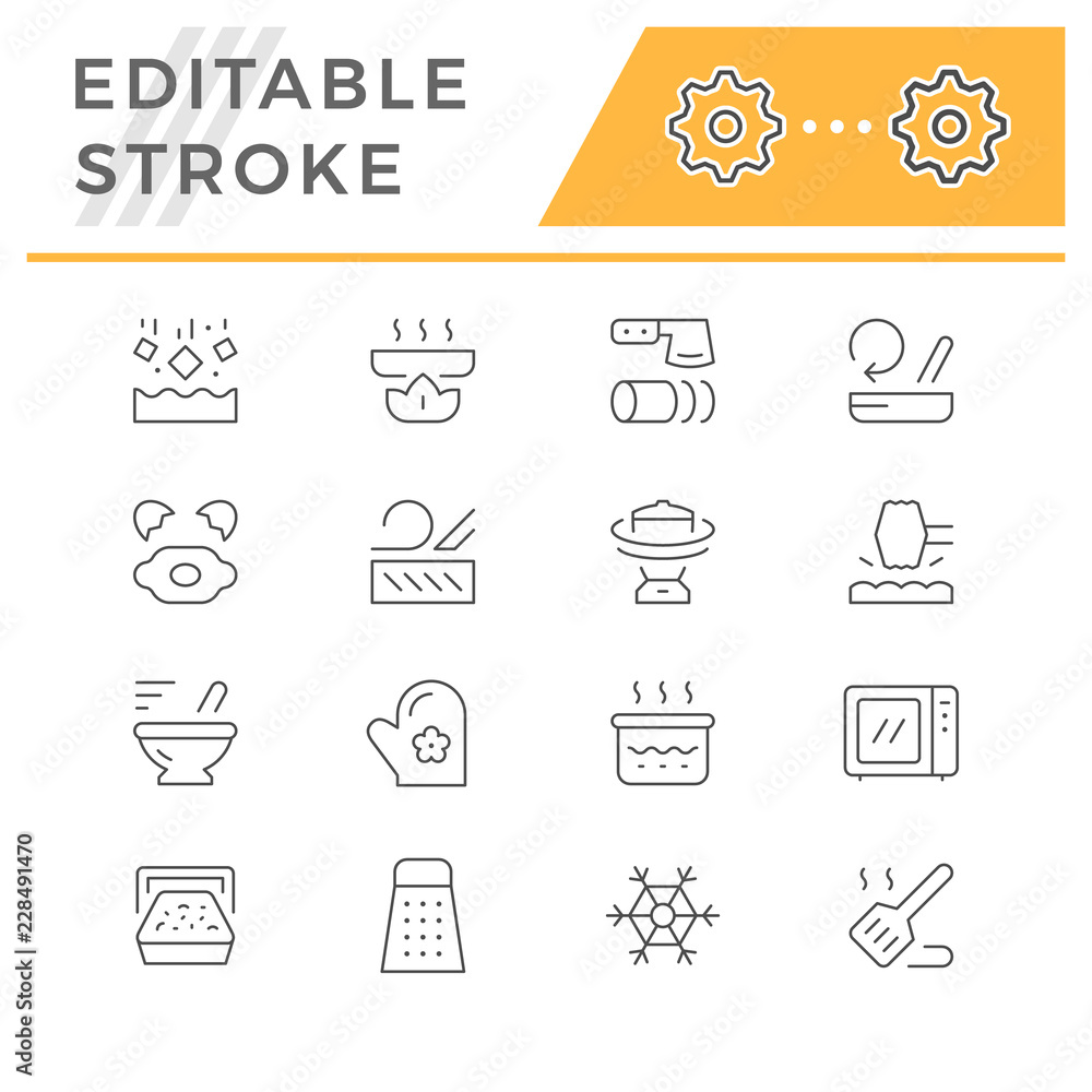 Cooking related set line icons Cooking related set line icons