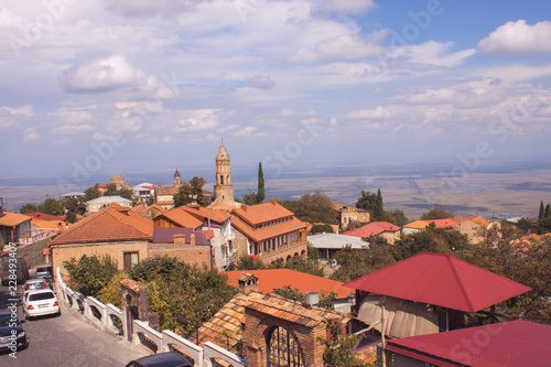 View of the Signaghi city and Alazany valley, in Kakheti, Georgia photo