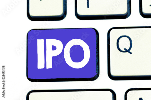 Handwriting text Ipo. Concept meaning Very first sale of stock issued by a company to the public as investors.