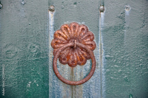 old wooden door with knocker