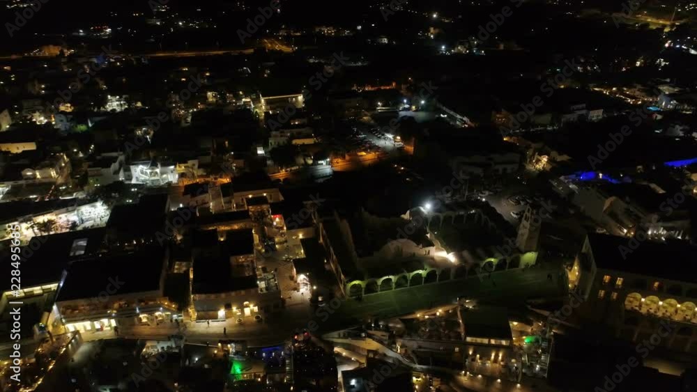 Aerial view of famous Greek resort Thira at night. Aerial view of famous Greek resort Thira at night.