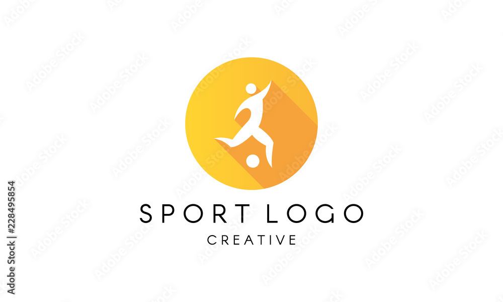 Obraz premium Football Logo. Circle background with sign symbol of abstract sportsman.