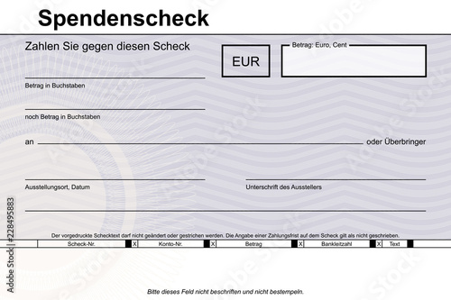violetter Spendenscheck Muster