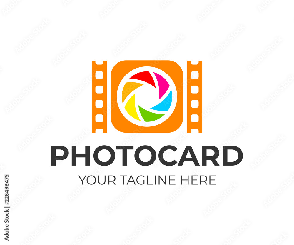 Camera with lens and film, logo design. Photography, photographer, photo and media studio, vector design and illustration Camera with lens and film, logo design. Photography, photographer, photo and media studio, vector design and illustration