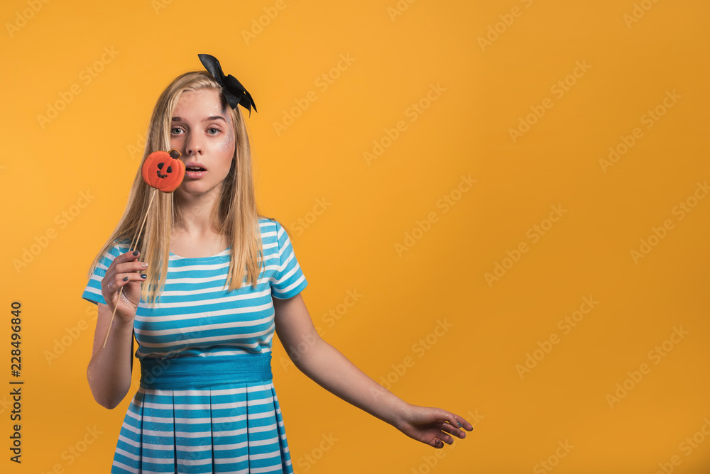 halloween girl concept, psychedelic look, Alice in wonderland with ha halloween girl concept, psychedelic look, Alice in wonderland with ha