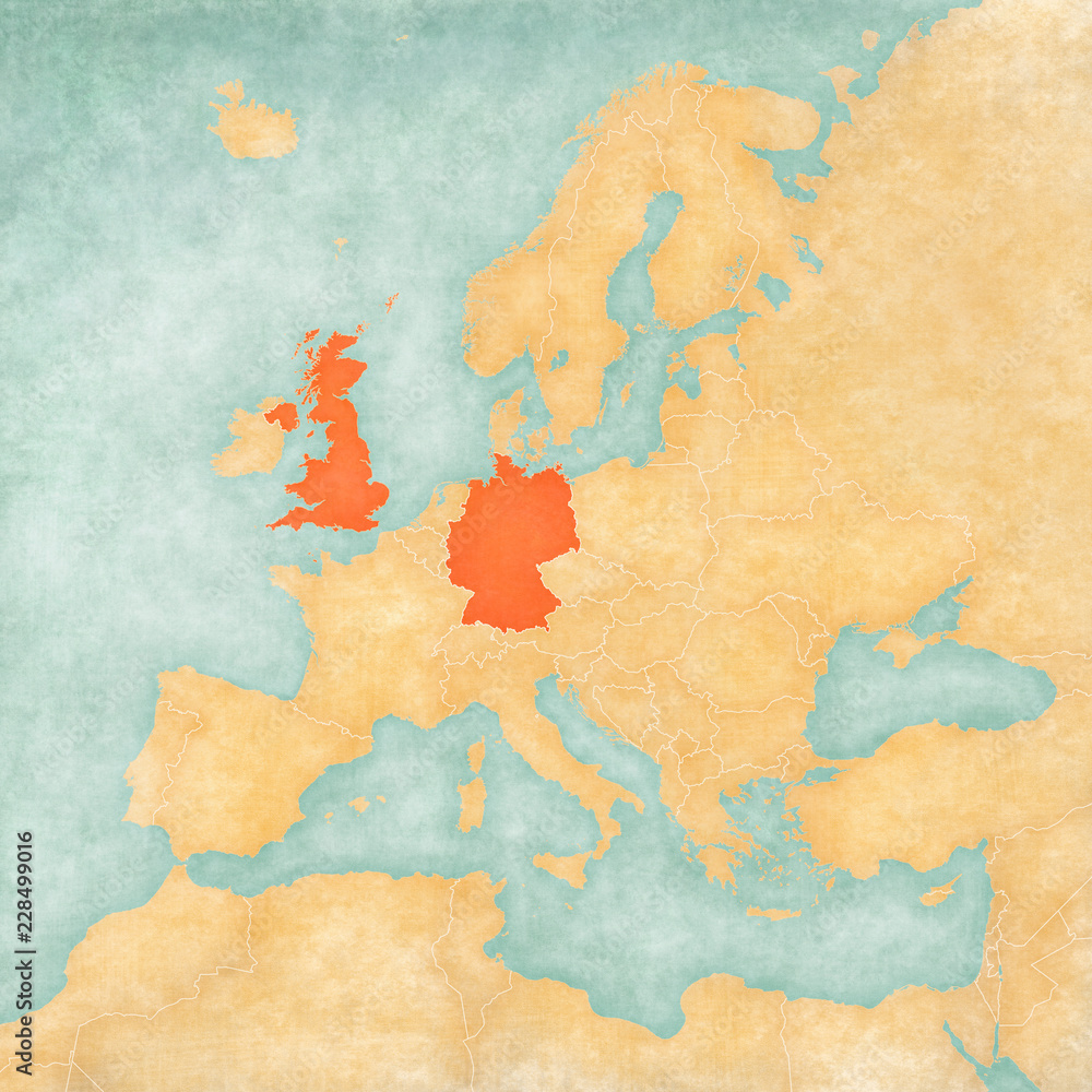 Map of Europe - UK and Germany