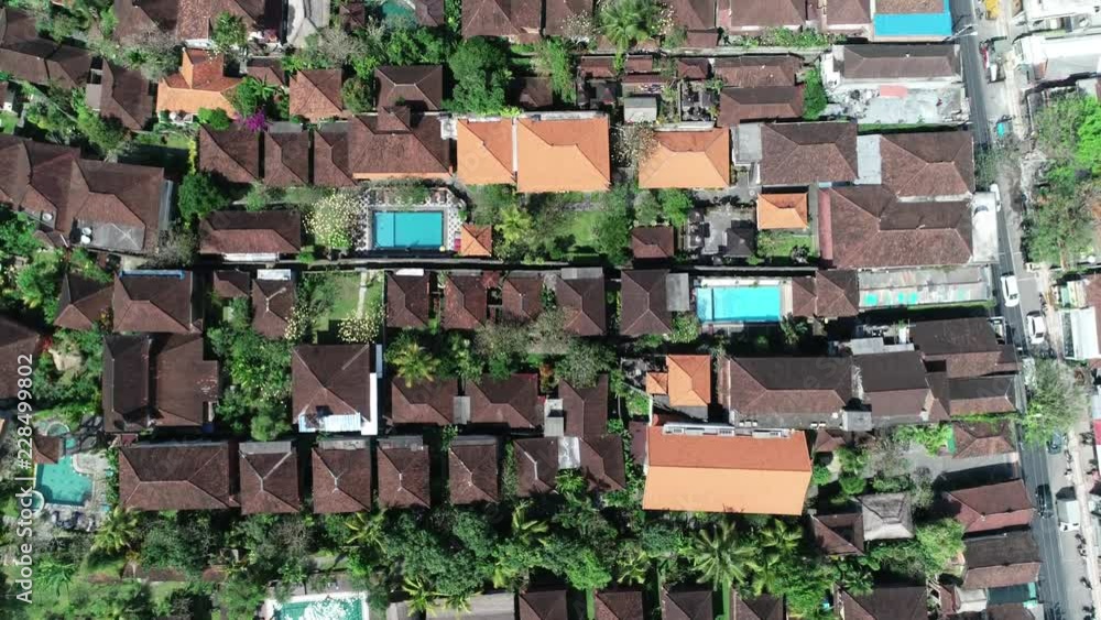 Aerial of Buildings in Ubud, Bali, Indonesia