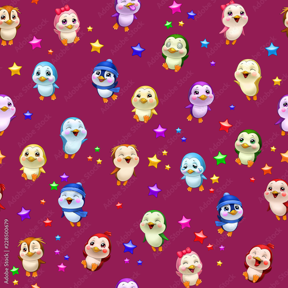 little colorful penguins, pattern little colorful penguins, pattern