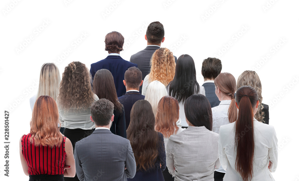 Obraz premium Back view group of business people. Rear view. Isolated over white background.