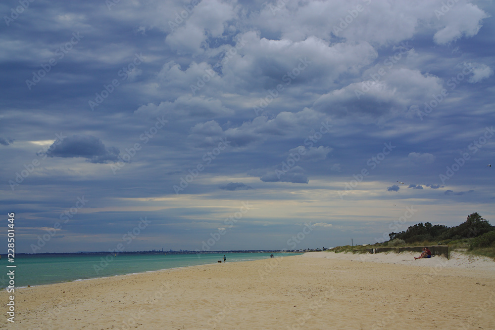 Cloudy day on beach