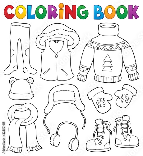 Coloring book winter clothes topic set 2