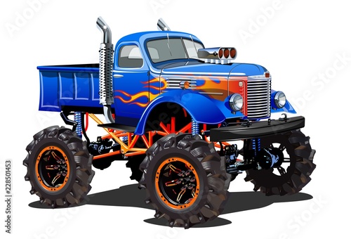 Cartoon Monster Truck isolated on white background
