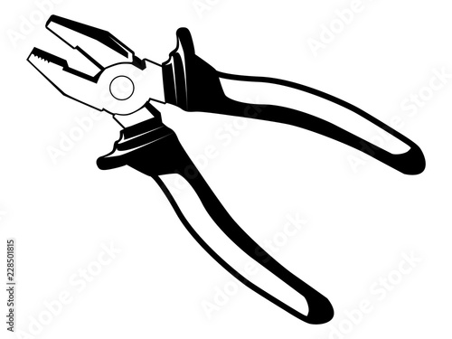 Pliers isolated on white vector illustration. Work tool.