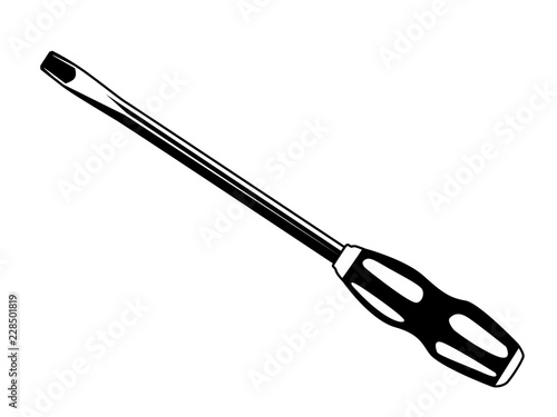 Screwdriver isolated on white vector illustration. Work tool.