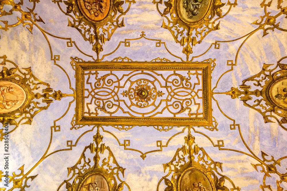 Pattern on ceiling inside Villa Monastero