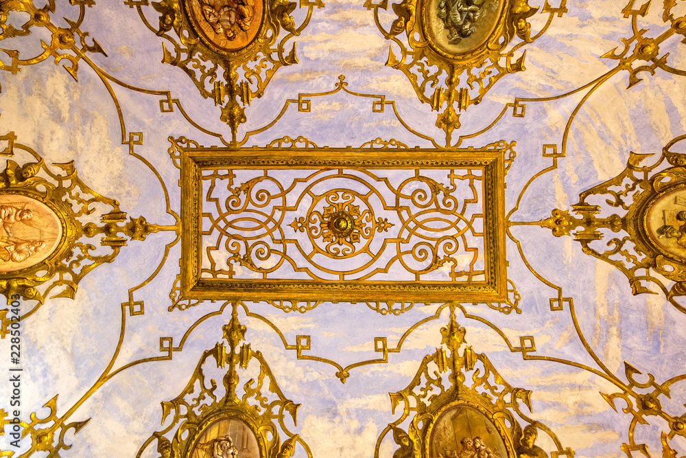 Obraz premium Pattern on ceiling inside Villa Monastero