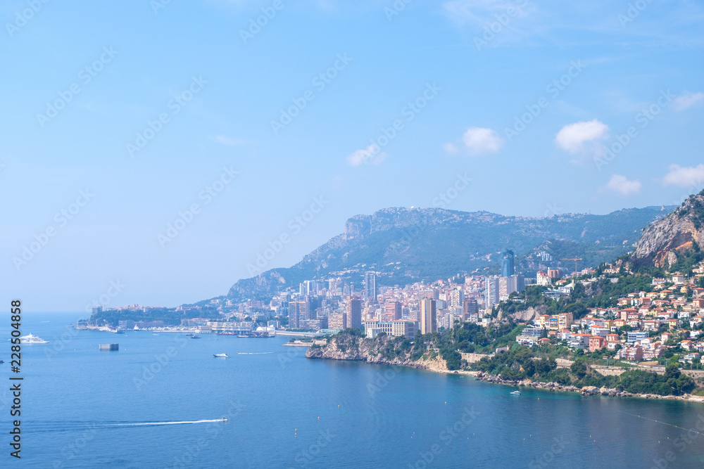Mediterranean Sea and Monaco city at daylight