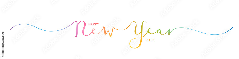 HAPPY NEW YEAR 2019 brush calligraphy banner HAPPY NEW YEAR 2019 brush calligraphy banner