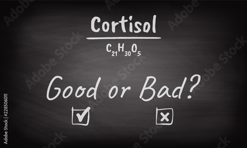Black Chalkboard Cortisol Bad or Good Checkmark	