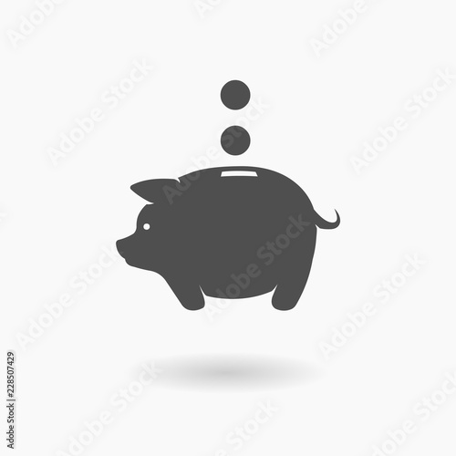 Piggy Bank Coin Savings vector Icon Illustration silhouette.