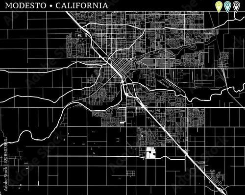 Simple map of Modesto, California
