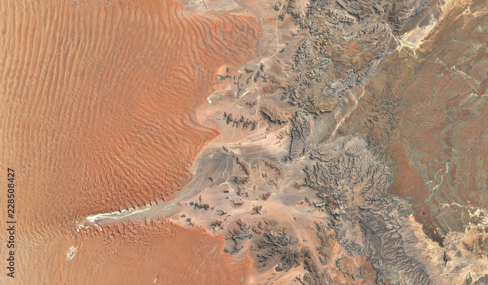 Aerial view of Sossusvlei in the Namib desert in Namibia