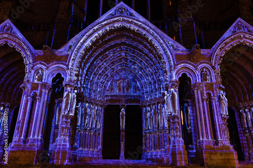 Building facade light festival Chartres