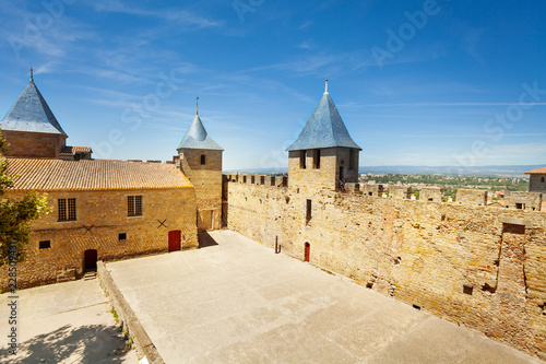 Courtyard of Chateau Comtal at ancient Carcassonne