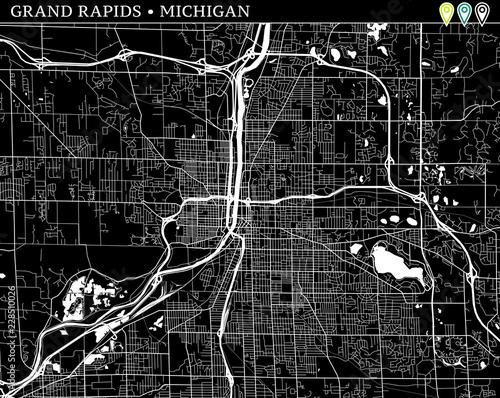Simple map of Grand Rapids, Michigan