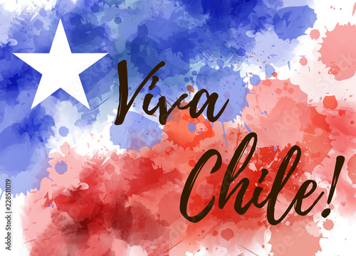 Viva Chile holiday background in flag colors