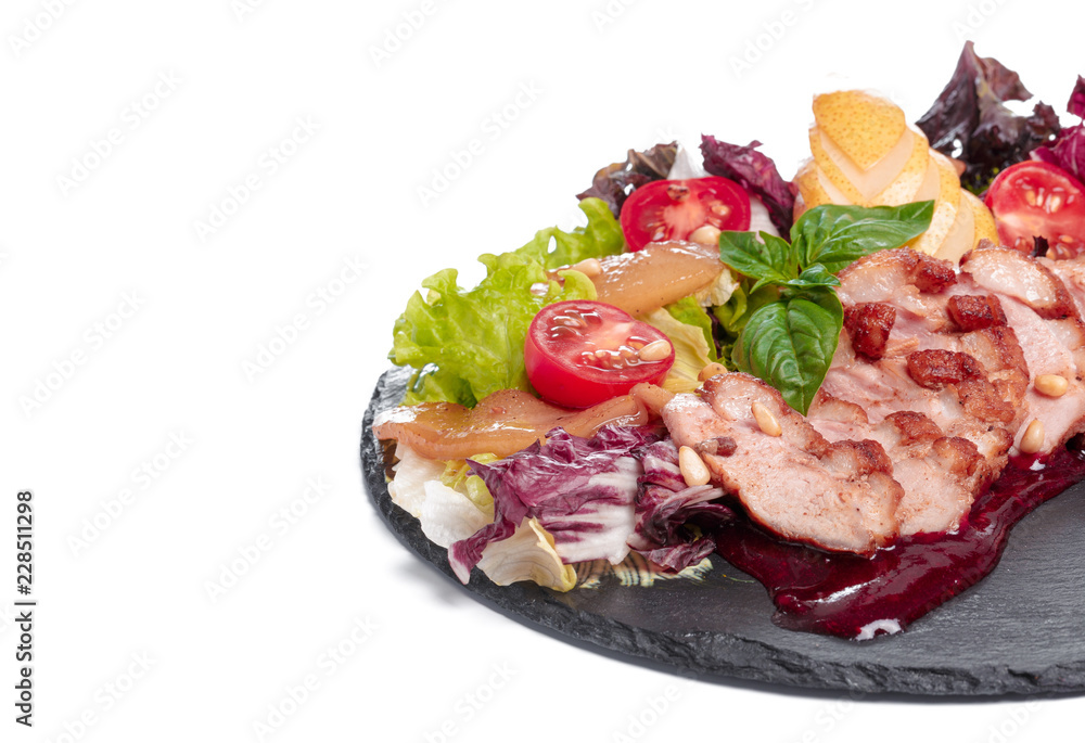 grilled meat : beef ( lamb ) garnished with tomatoes ,lettuce grilled meat : beef ( lamb ) garnished with tomatoes ,lettuce