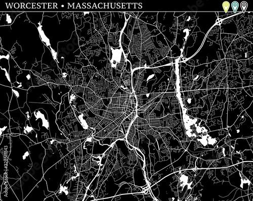 Simple map of Worcester, Massachusetts photo