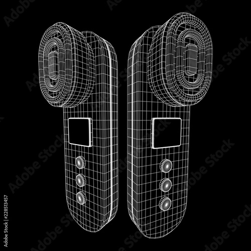 Electric lifting anti aging facial skin massage machine. Massager device wireframe low poly mesh vector illustration