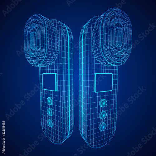 Electric lifting anti aging facial skin massage machine. Massager device wireframe low poly mesh vector illustration