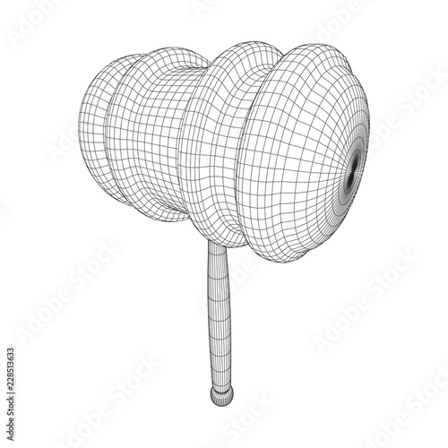 Gavel, hammer of judge or auctioneer. Wireframe low poly mesh vector illustration