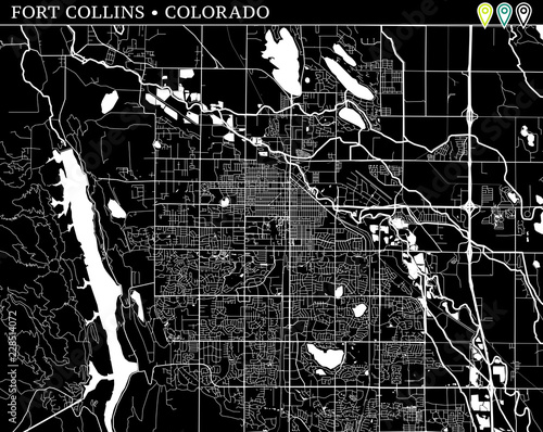 Simple map of Fort Collins, Colorado