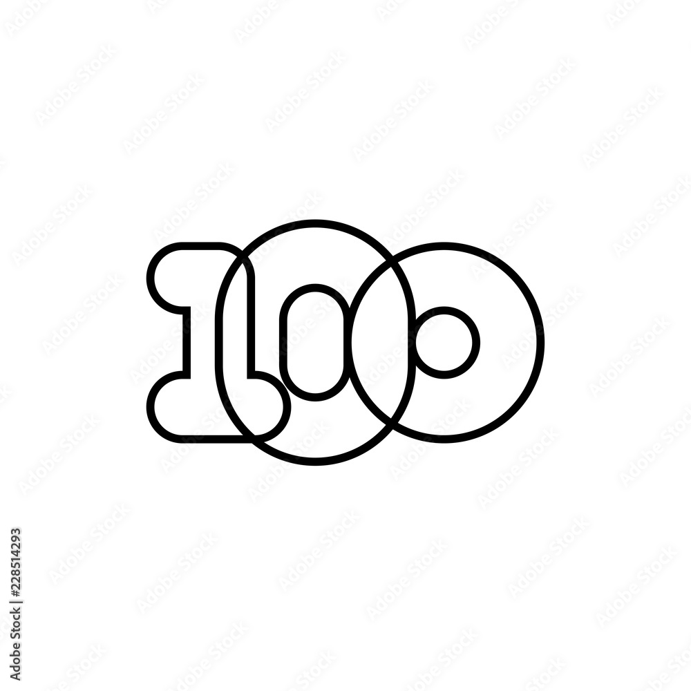 Number 100, black and white overlapping thin lines Number 100, black and white overlapping thin lines