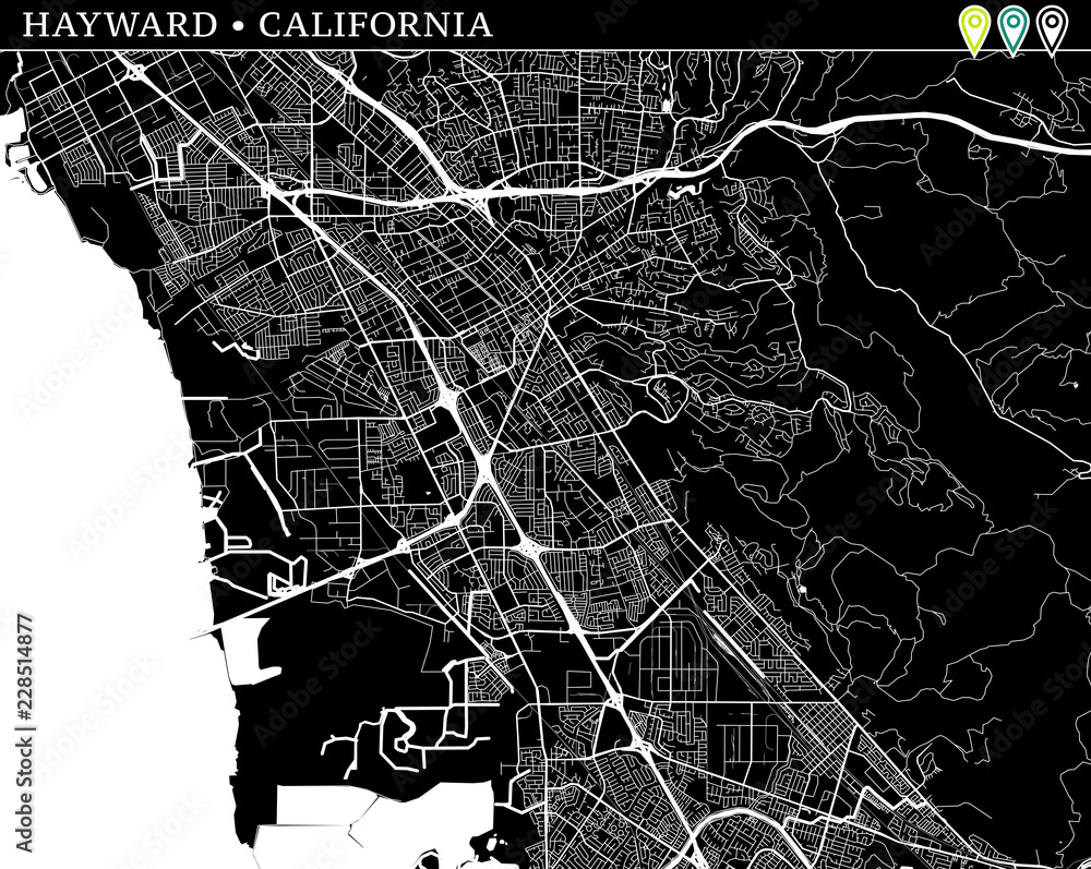 Simple map of Hayward, California
