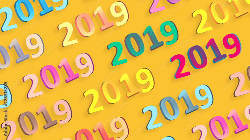 2019 retro signs wallpaper. New Year background. 2019 numbers. Abstract shapes 3d. Retro colors. Year of Earth Pig. Winter holiday. Happy New Year. Vintage style illustration. 2019 retro signs wallpaper. New Year background. 2019 numbers. Abstract shapes 3d. Retro colors. Year of Earth Pig. Winter holiday. Happy New Year. Vintage style illustration.