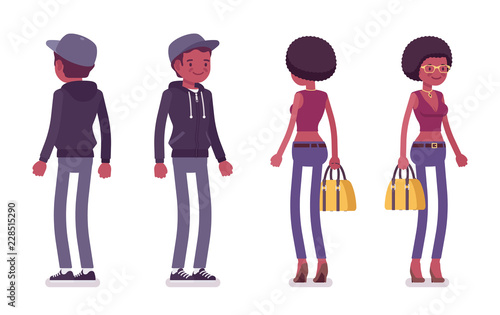 Young black man and woman standing