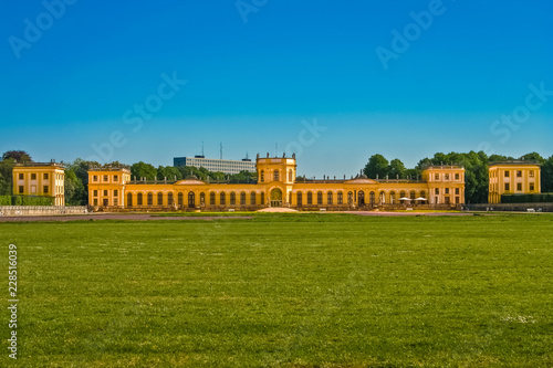 Great panoramic view of the Orangerie, a converted stately orangery palace at the behest of Landgrave Carl. Today the baroque building houses the Cabinet of Astronomy and Physics with planetarium. photo