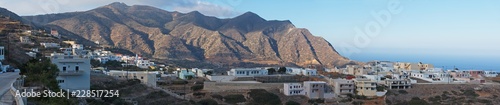 Panoramic view of Spoa from the road to Olympos on Karpathos in Greece