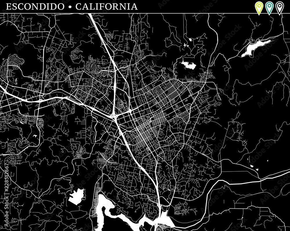 Simple map of Escondido, California