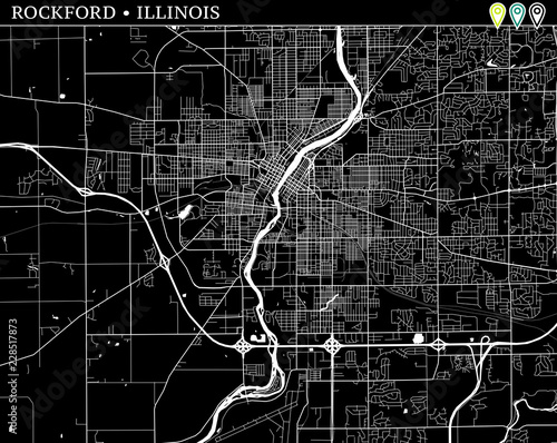 Simple map of Rockford, Illinois photo