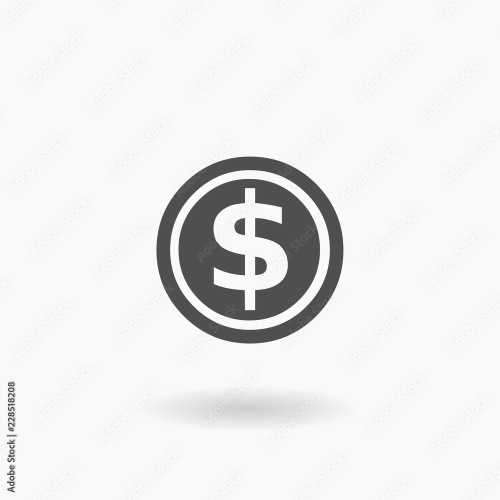 Dollar Currency Coin vector Icon Illustration silhouette. Dollar Currency Coin vector Icon Illustration silhouette.